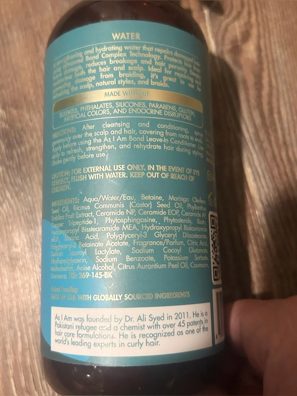As I Am Bond Water ~ Ceramides, Amla, Moringa Hair Repair Treatment 16 fl oz